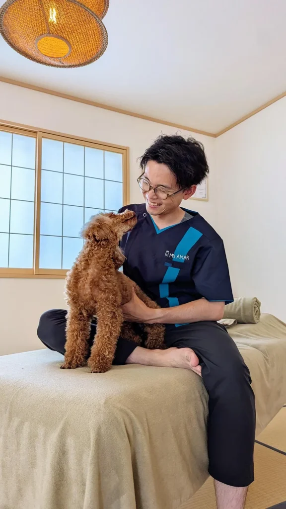 飼い主さんも共に寛げるわんちゃん猫ちゃん専門のペット整体「エムズアマー」